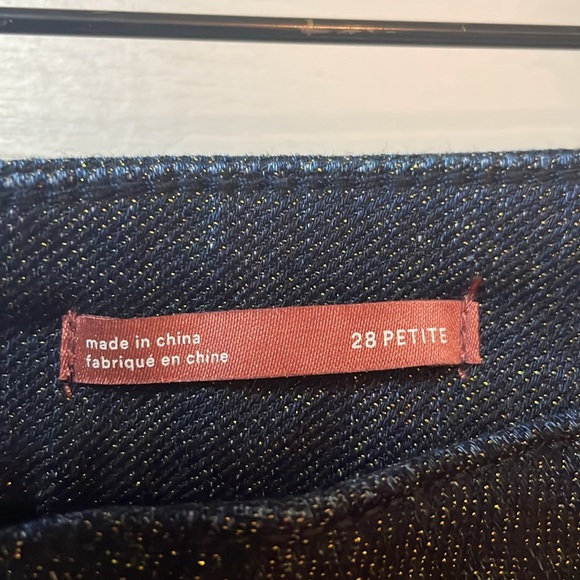 NWT Anthropologie Pilcro High-Rise Sparkle Gold Shimmer Denim Leggings Size 28P. - Picture 8 of 14